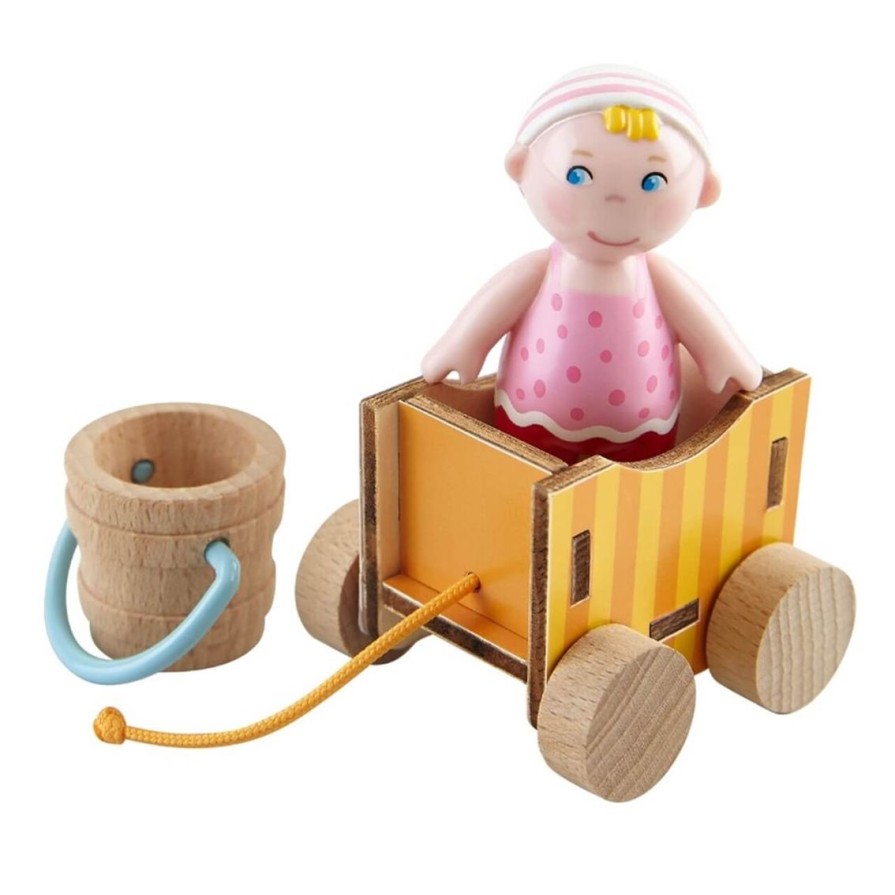 New HABA Little Friends Baby Nora Doll With Wagon & Pail