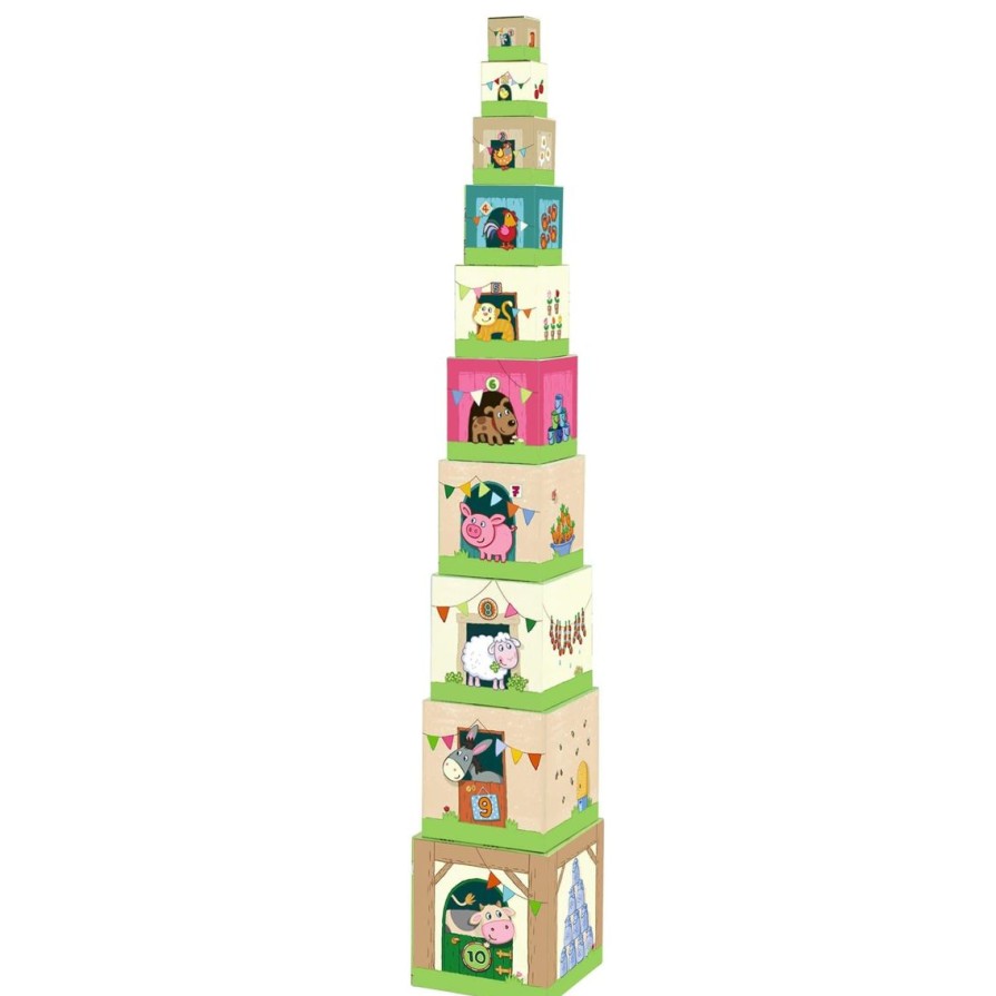 Clearance HABA On The Farm Cardboard Stacking & Nesting Cubes