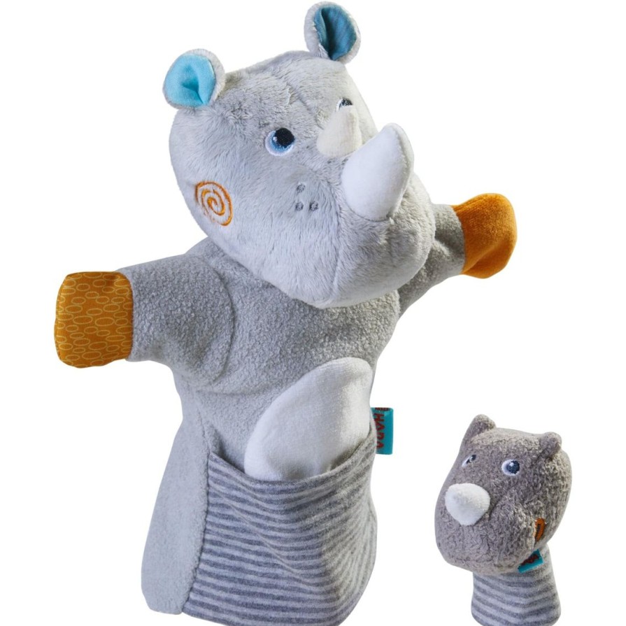 Online HABA Glove Puppet Rhino With Baby Calf Finger Puppet