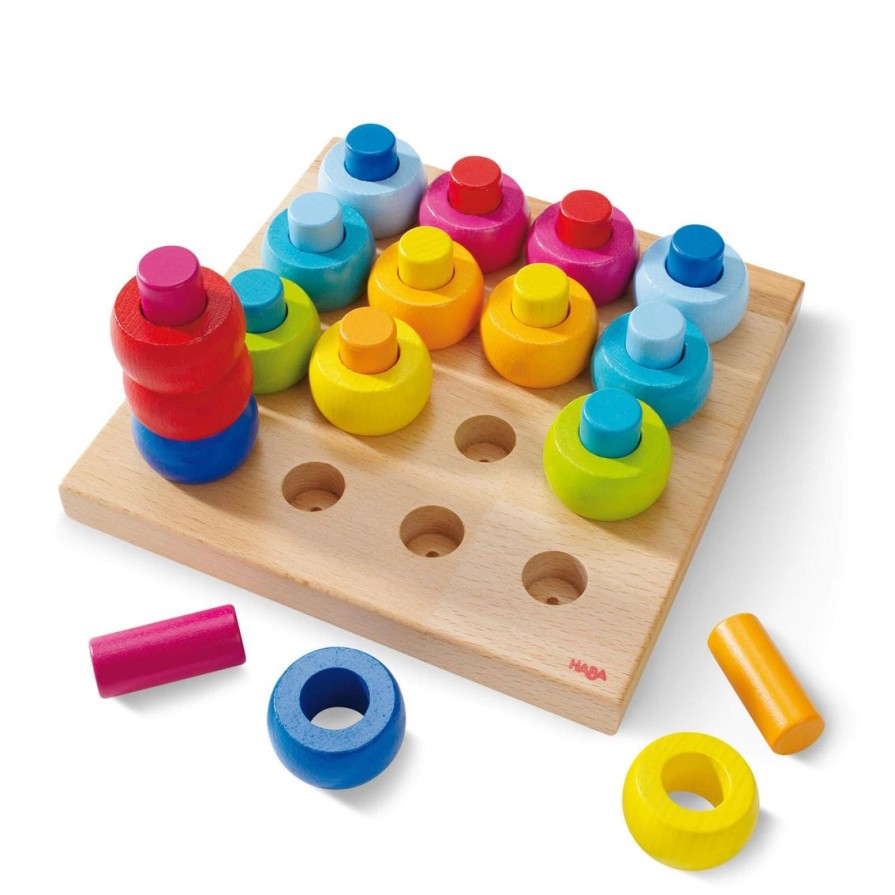 Hot HABA Rainbow Whirls Wooden Sorting And Stacking Game