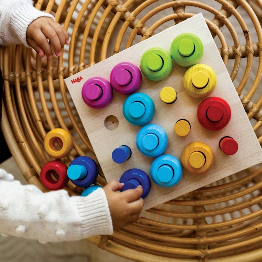 Hot HABA Rainbow Whirls Wooden Sorting And Stacking Game