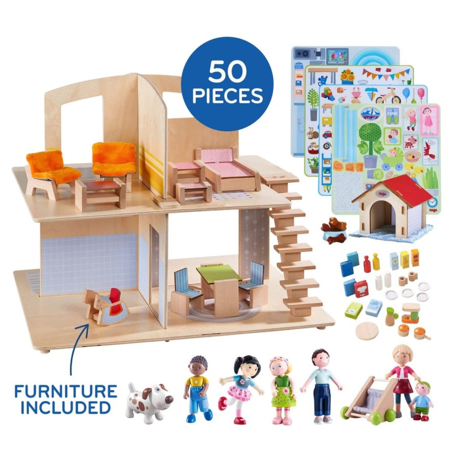 New HABA Little Friends Family Fun Dollhouse Bundle With Doghouse